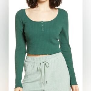 Y2K BP Crop Fitted Henley in‎ green size XL